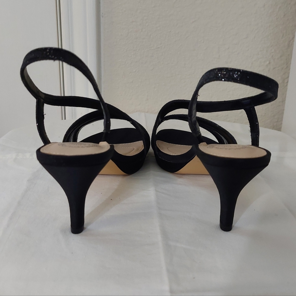 NWOB I. Miller Black Strappy Sparkly Slingback Kitten Heels Size 6 - Picture 3 of 10